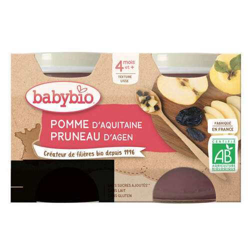 Babybio Petits Pots Pomme d'Aquitaine Pruneau d'Agen 2x130g