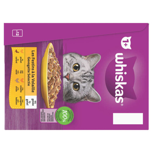 Whiskas Sachets Fraîcheur Festins À La Volaille En Gelée Pour Chat Adulte 12X85G