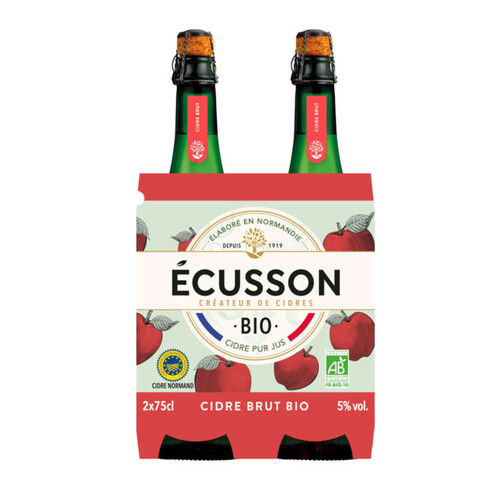 Ecusson Cidre Brut Généreux Bio 2x75cl