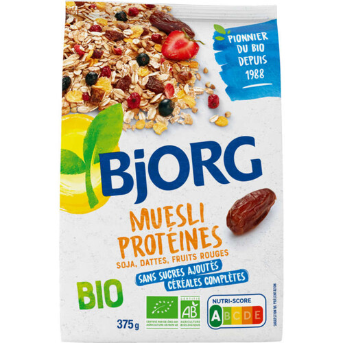 Bjorg Muesli Protéines, Soja, Dattes, Fruits Rouges, Bio 375G