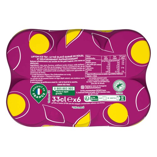 Lipton ice tea thé glacé saveur tropical 6x33cl