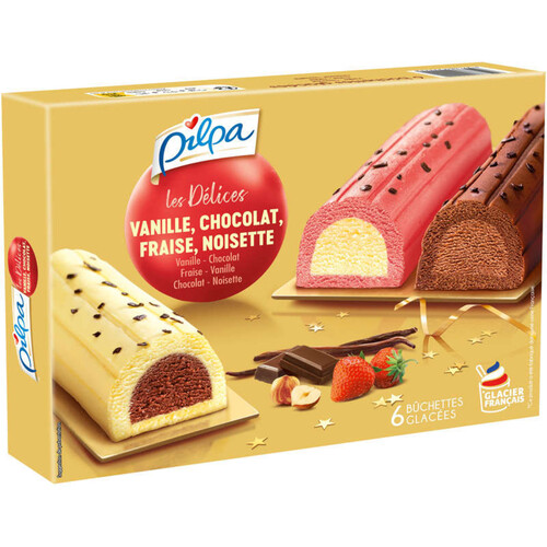 Pilpa Bûchettes Les Délices Vanille Chocolat Fraise Noisette x6 354g