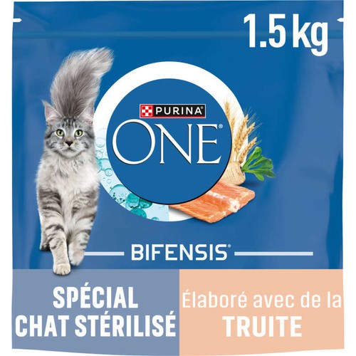 Purina One Croquettes Chat stérilisé à la truite et blé 1,5kg