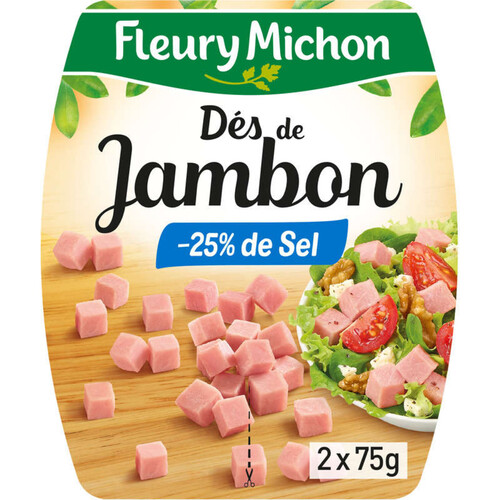 Fleury Michon Dés De Jambon -25% De Sel 2X75 G