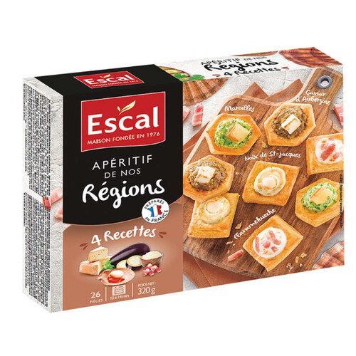 Escal 26 Apéritif de nos Régions Mini Feuilletés Farcis 4 Recettes 320g