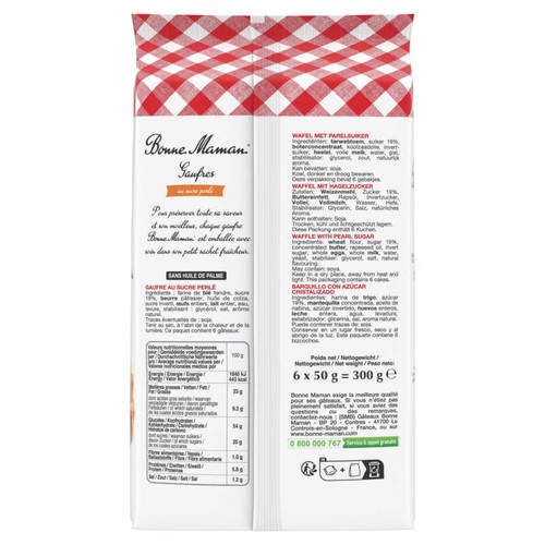 Bonne Maman Gaufres au sucre perlé 6 sachets 300g