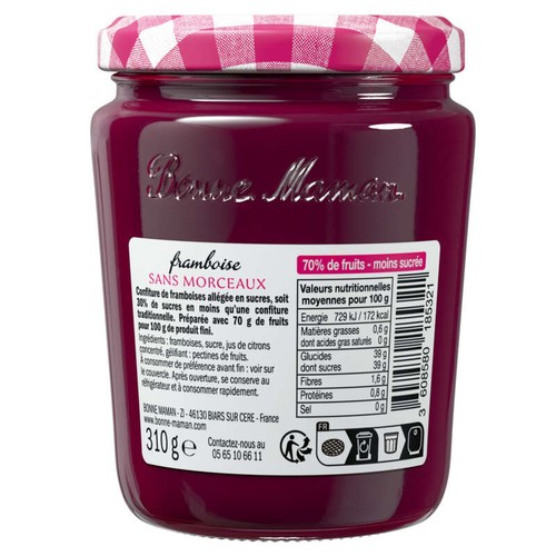 Bonne Maman Confiture Sans Morceaux Framboise 310g