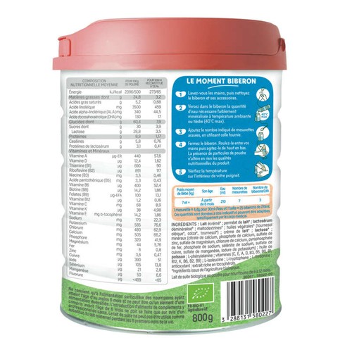 Babybio Primea lait de 6 à 12 mois 800g