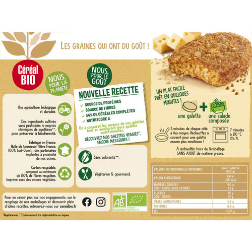 Cereal Bio Galettes Sarrasin Et Boulghour À L'Emmental Sans Viande, Bio 2 x 200G