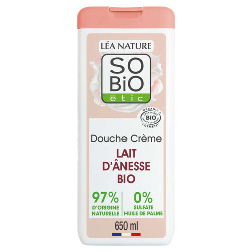 SO'BiO Étic Crème de douche Hydratante au lait d'ânesse Bio 650ml