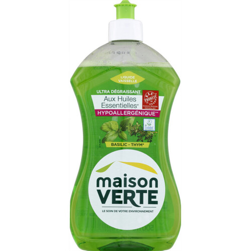 Maison Verte Liquide Vaisselle Hypoallergénique Basilic & Thym 500ml.