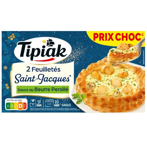Tipiak 2 Feuilletés Saint-Jacques Sauce Beurre Persillé 240G