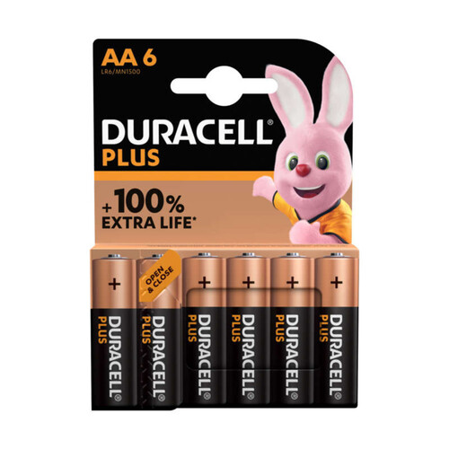 Duracell Plus Piles Alcalines Aa 1,5V Lr6 Mn1500 100% Extra Life Paquet De 6