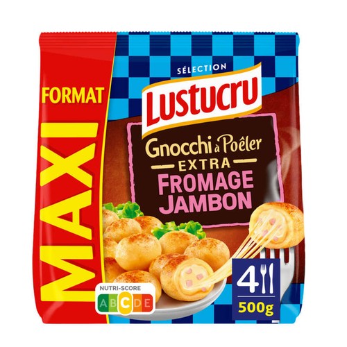 Lustucru Gnocchi à Poêler Extra Jambon Fromage 500g