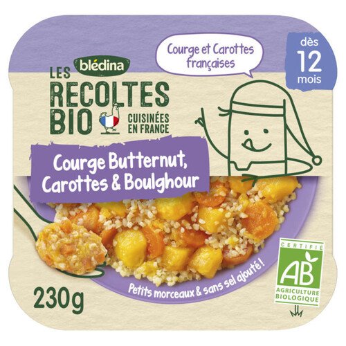 Blédina courge butternut, carottes et boulghour - dès 12 mois - 230g
