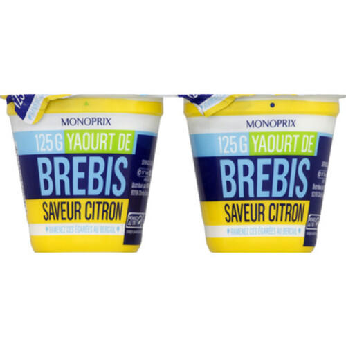 Monoprix Yaourt de brebis saveur citron 2x125g