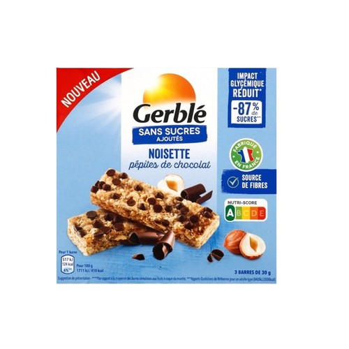 Gerlinéa Complément alimentaire Barre aux noisettes et aux pépites de chocolat 3x30g