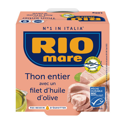 Rio Mare Thon entier MSC avec un filet d'huile d'olive 120g