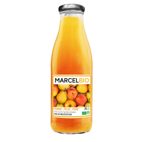 Marcel Bio Pur jus multifruits bio à la pomme, pêche et poire 75cl