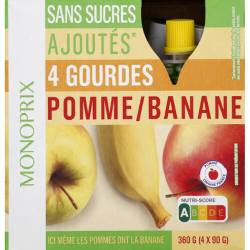 Monoprix Compote Gourde Pomme Banane 4x90g