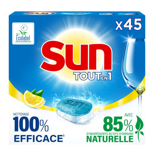 Sun tablettes lave-vaisselle tout en 1 citron ecolabel x45