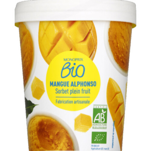 Monoprix Bio Origines Sorbet artisanal à la mangue Alphonso bio 334g