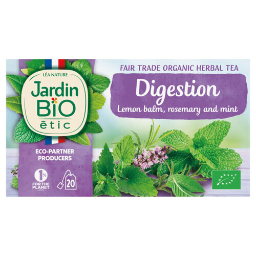 Jardin Bio Etic Infusion Digestion Mélisse Romarin Menthe Bio Sachetx20 30G