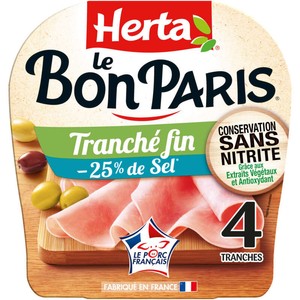 Herta Le Bon Paris Jambon Sans Nitrite sel réduit 4 Tanches