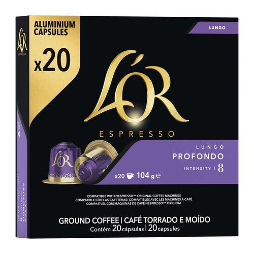 L'Or Espresso Café Lungo Profondo intensité 8 x20 capsules 104g