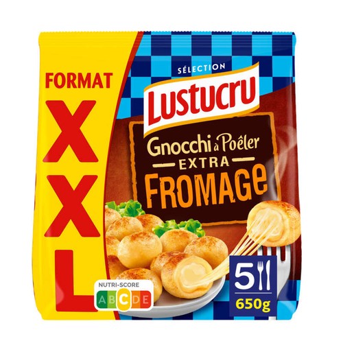 Lustucru Pâtes Fraîches Gnocchi à Pôeler Extra Fromage le sachet de 650g
