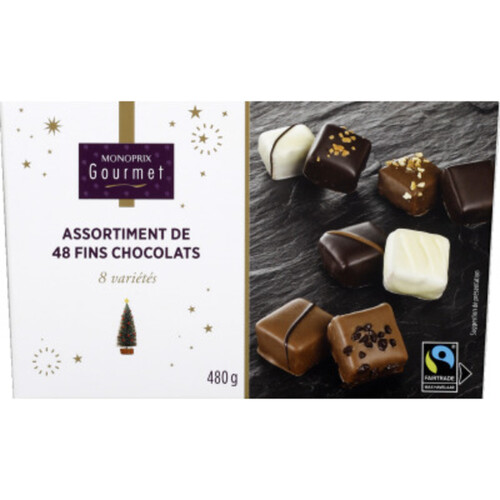 Monoprix Gourmet Ballotin avec assortiment de 48 fins chocolats 480g