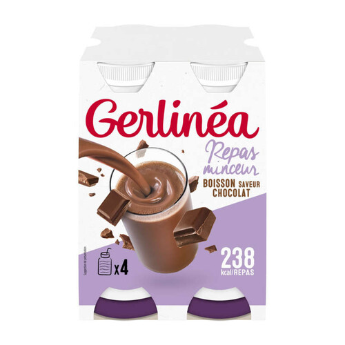 Gerlinéa Repas À Boire Saveur Chocolat, Repas Minceur Complet 4X236Ml