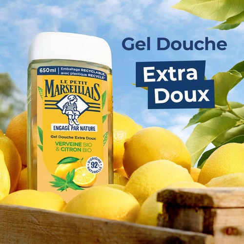 Le Petit Marseillais Gel Douche & Bain Extra Doux Verveine Bio & Citron Bio 650ml
