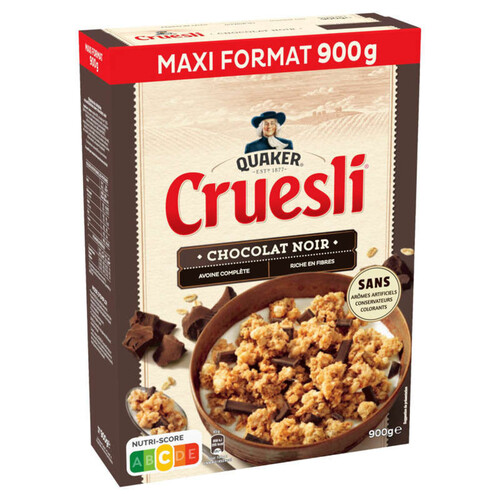 Quaker - Céréales chocolat noir Cruesli - La boite de 900g