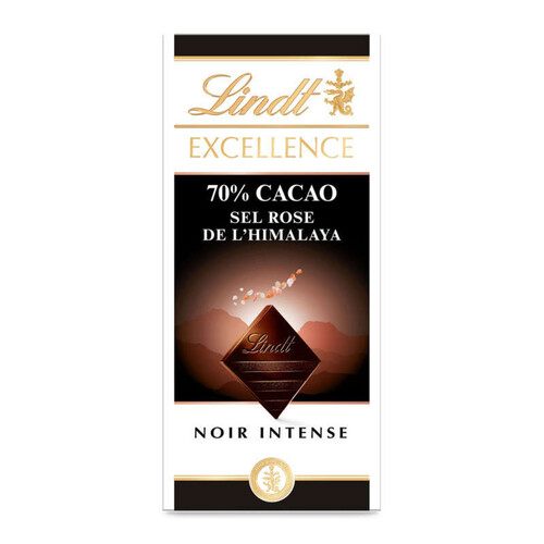 Lindt Excellence Tablette De Chocolat Noir 70% Au Sel Rose De L’Himalaya 100G