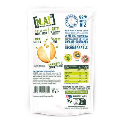 Nature Addicts Rice Crackers saveur sel de mer 85g