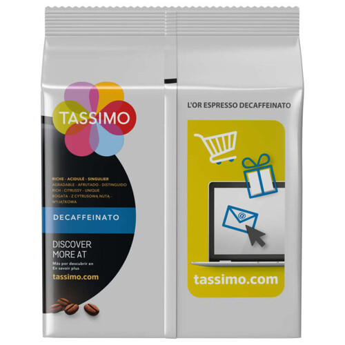 Tassimo L'Or Café Espresso Decaffeinato Intensité 4, 16 Dosettes 106G