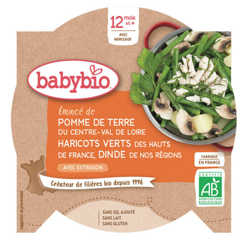 [Par Naturalia] Babybio Assiette Pomme de Terre Haricots et Dinde Bio dès 12 mois 230g