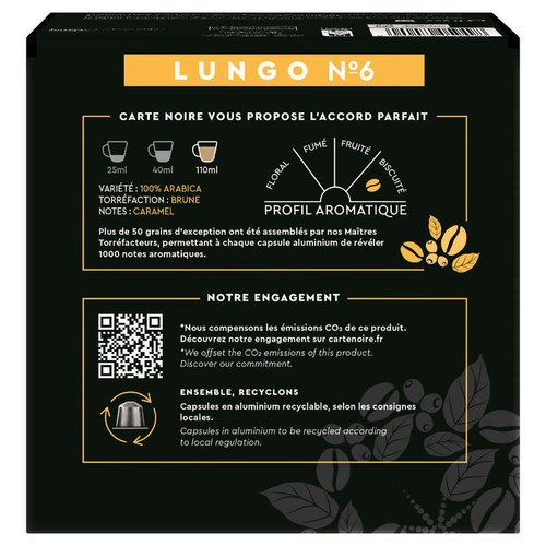 Carte Noire Café Capsules Lungo Intensité 6 Méga Format x60