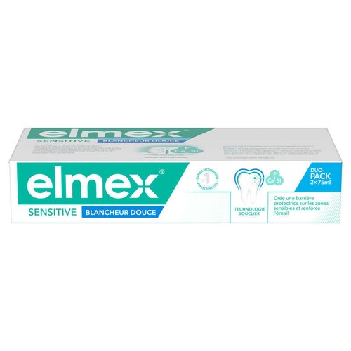 Elmex Dentifrice Sensitive Blancheur 0% colorants 2x75ml