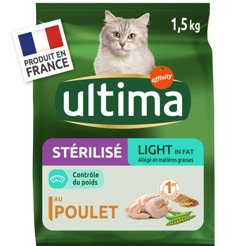 Ultima Croquettes Light Au Poulet Pour Chat Stérilisé 1,5Kg