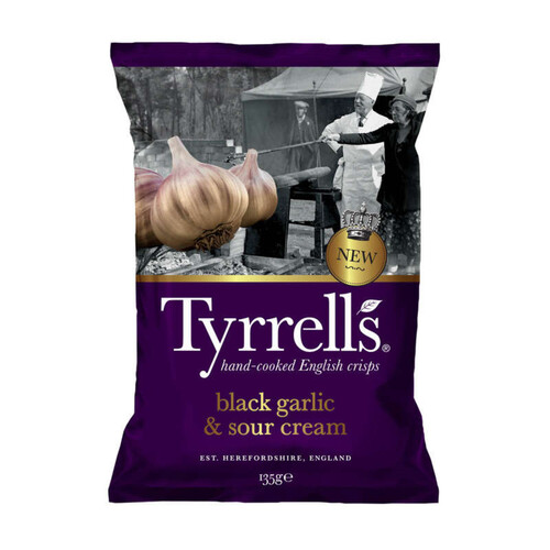 Tyrrell's Chips de pomme de terre saveur ail noir et crème 135g