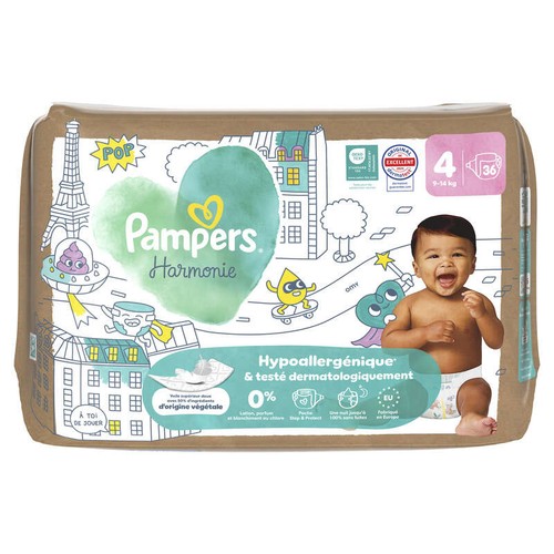 Pampers Harmonie Ed Limitée Taille 4 - 9kg 14kg – x36 Couches