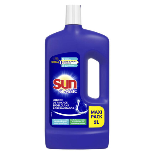 Sun Liquide de Rinçage Lave-Vaisselle Classic Triple Action 1L