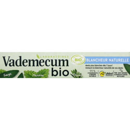Vademecum Dentifrice Bio Blancheur Naturelle 75 ml
