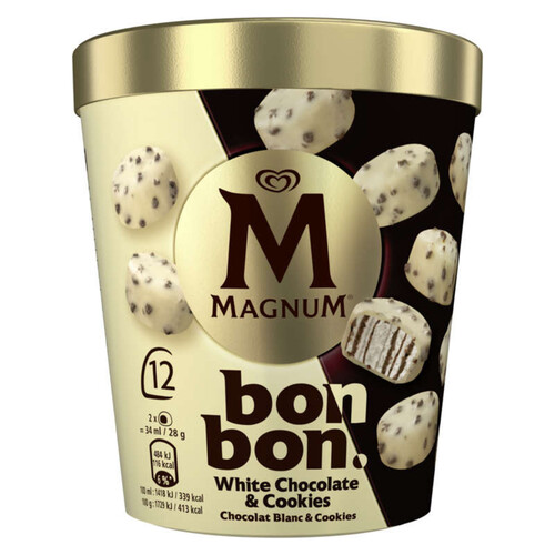 Magnum Glace Bonbon Chocolat Blanc & Cookies x12 168g