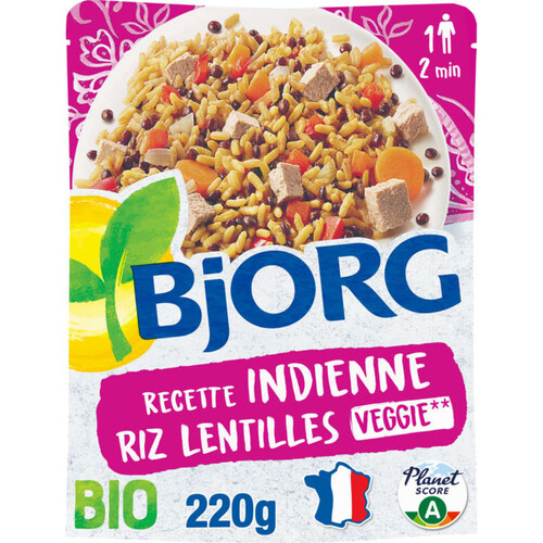 Bjorg Riz, Lentilles À L'Indienne, Bio 220g