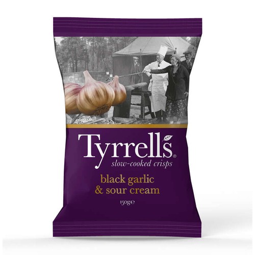 Tyrrells Chips de pomme de terre saveur ail noir et crème fraiche 150g