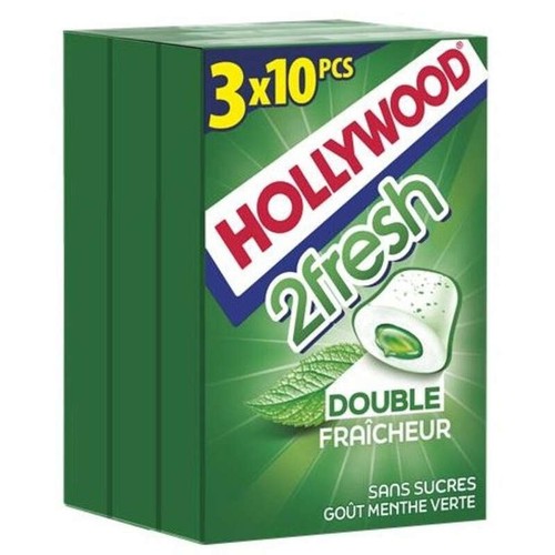 Hollywood Chewing Gum 2Fresh Menthe Sans Sucre x3