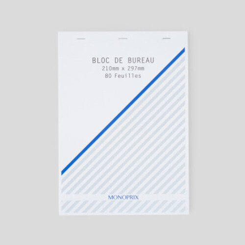 Monoprix Maison Bloc Notes, 21X29,7Cm, Petits Carreaux, 80 Pages, 80Gr/M²